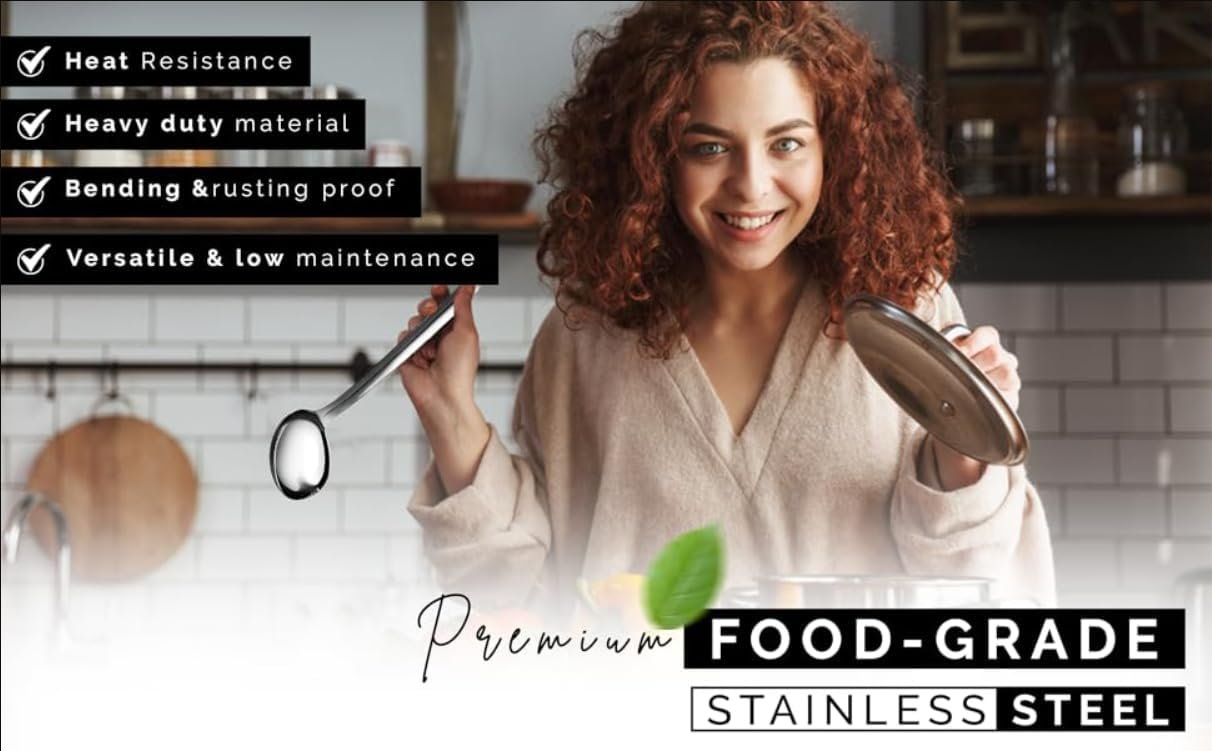 9 Pcs Premium Stainless Steel Kitchen Cooking Utensils Set Metal Cooking Utensils - Image 3