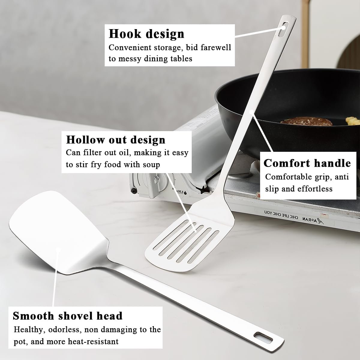 Kitchen Utensils Set 6pcs, Stainless Steel Cooking Utensils Set - Image 4