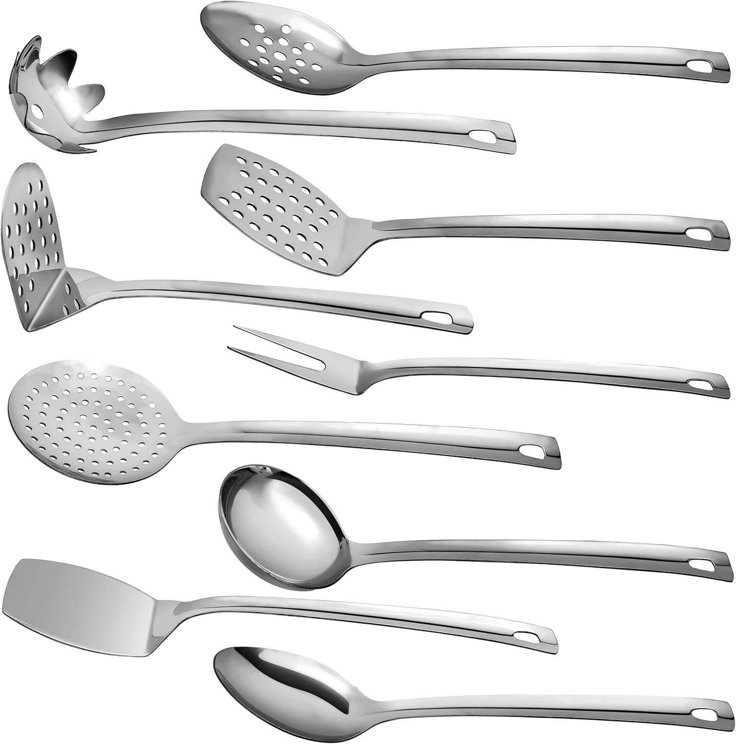 9 Pcs Premium Stainless Steel Kitchen Cooking Utensils Set Metal Cooking Utensils - Image 4