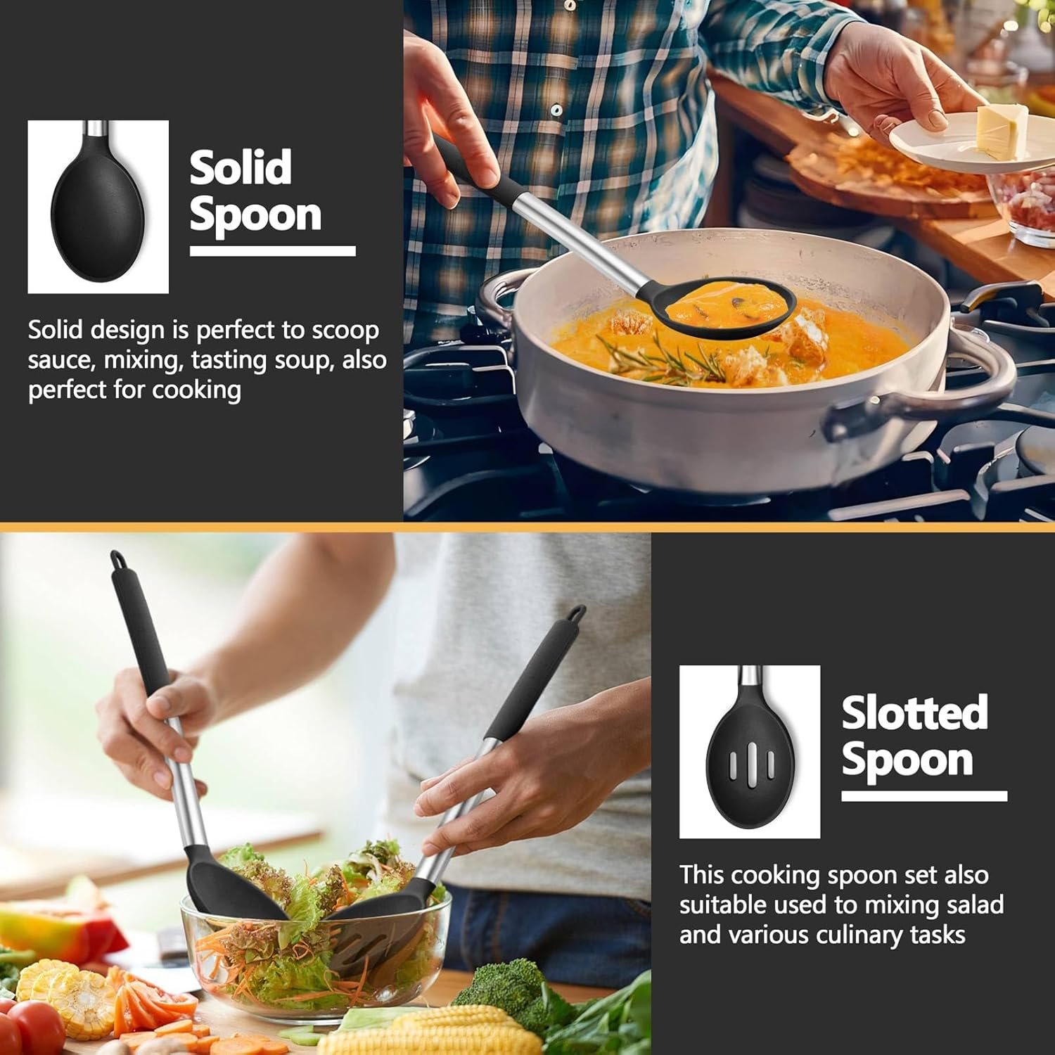 Black Kitchen Cooking Utensil Set of 4 - Image 8