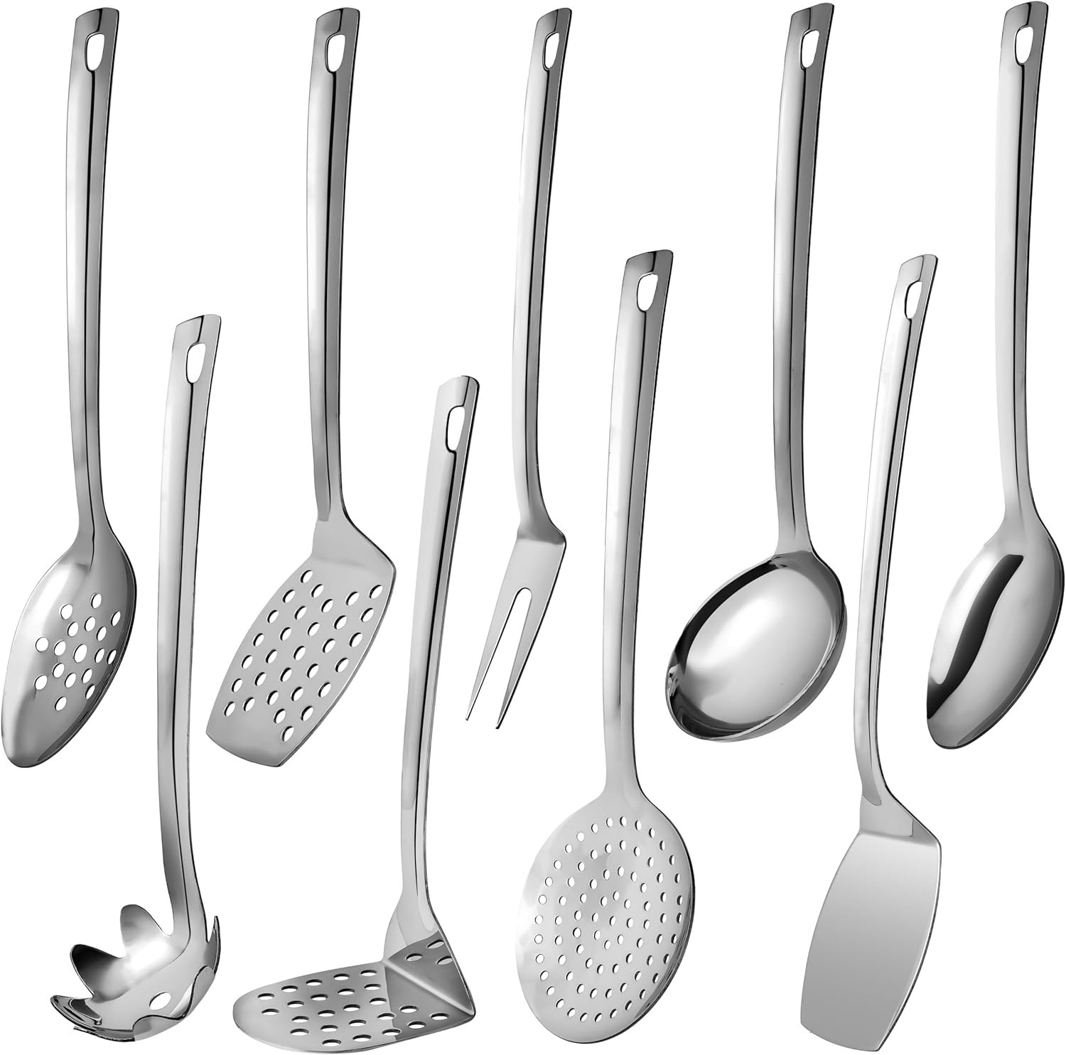 9 Pcs Premium Stainless Steel Kitchen Cooking Utensils Set Metal Cooking Utensils