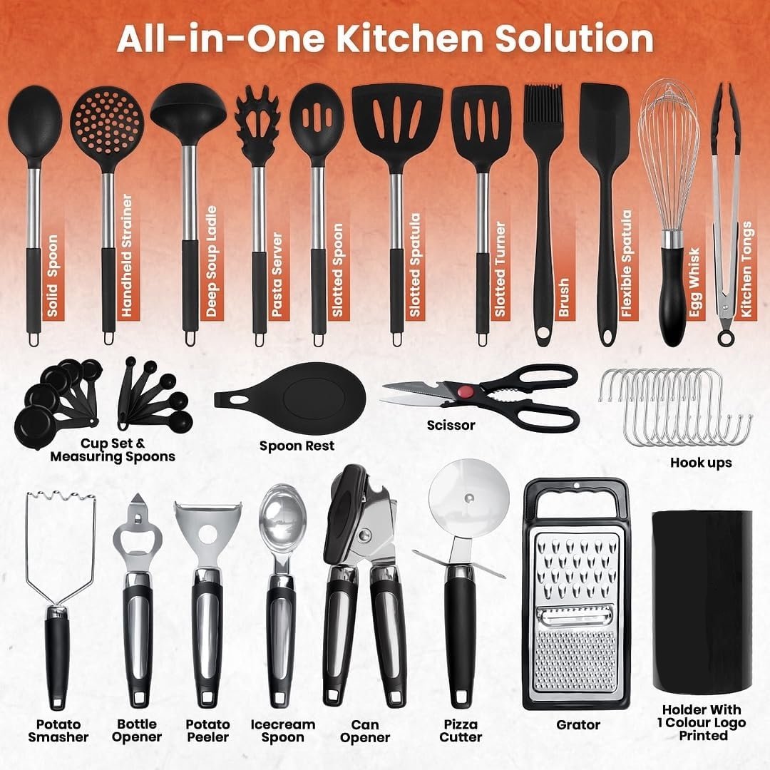 40PCs Silicone Cooking Utensils Set 446℉ Heat Resistance - Image 2