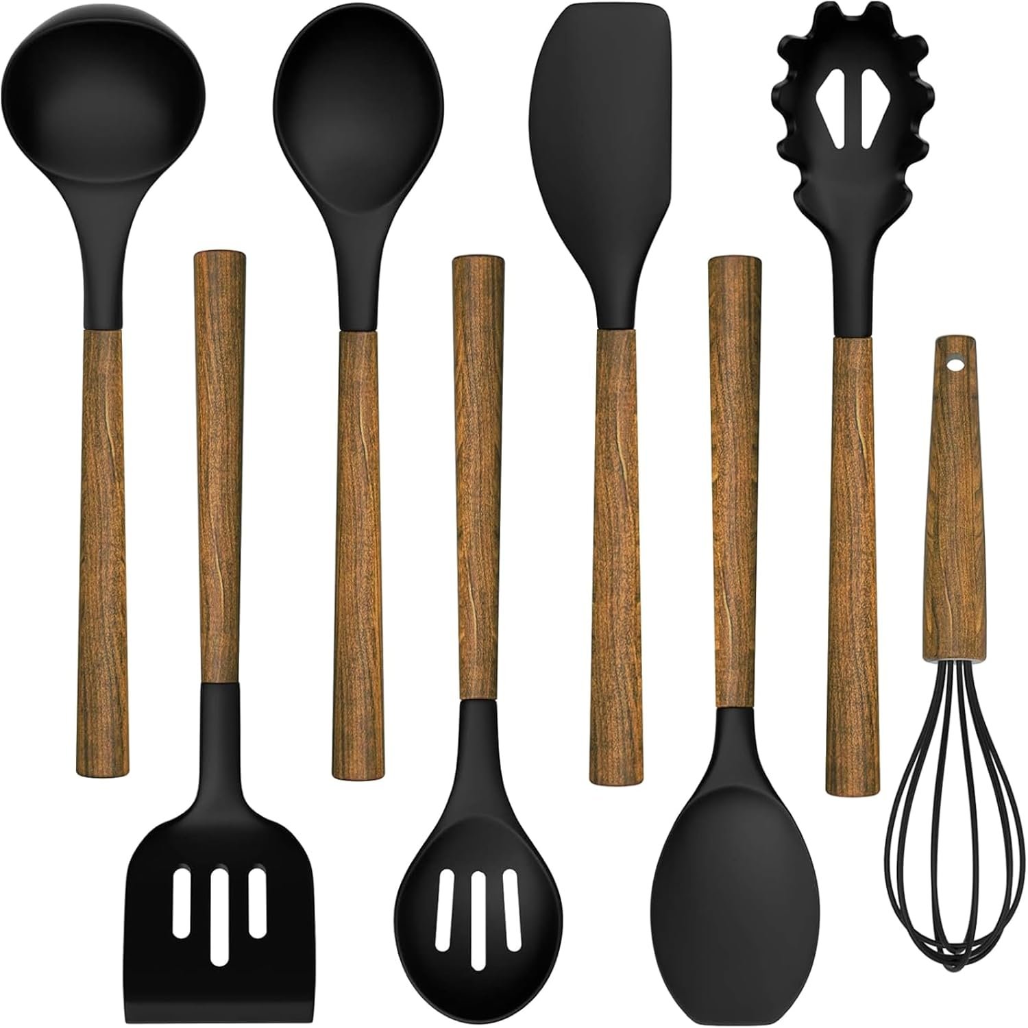 8-Piece Kitchen Utensils Set with Natural Acacia Wooden Handles