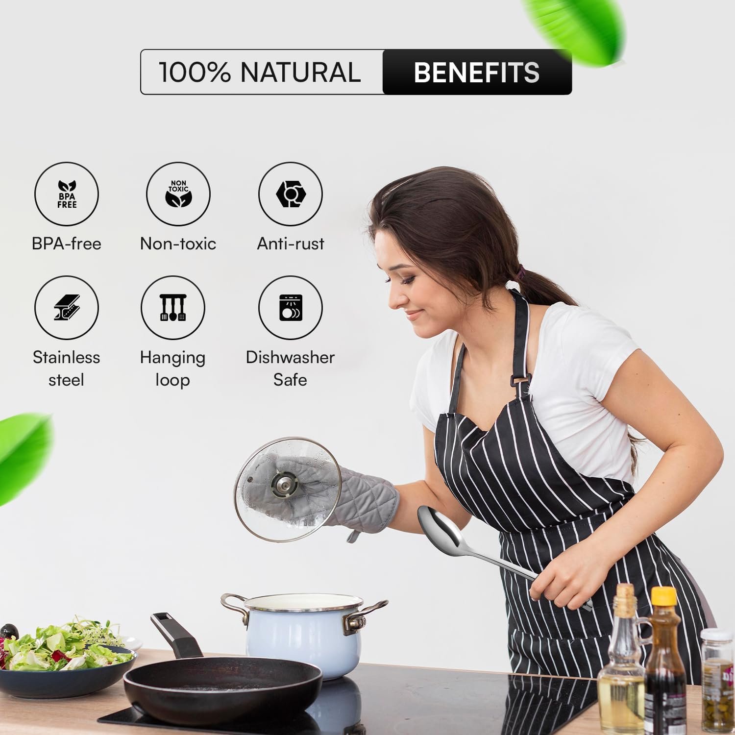 9 Pcs Premium Stainless Steel Kitchen Cooking Utensils Set Metal Cooking Utensils - Image 2