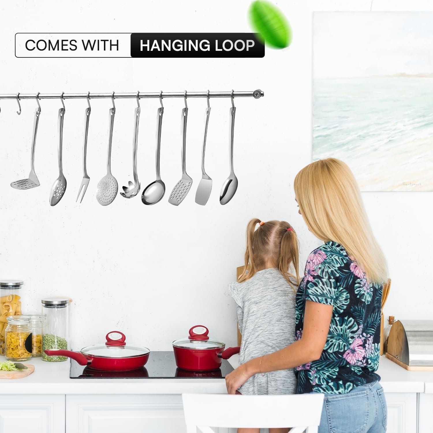 9 Pcs Premium Stainless Steel Kitchen Cooking Utensils Set Metal Cooking Utensils - Image 6