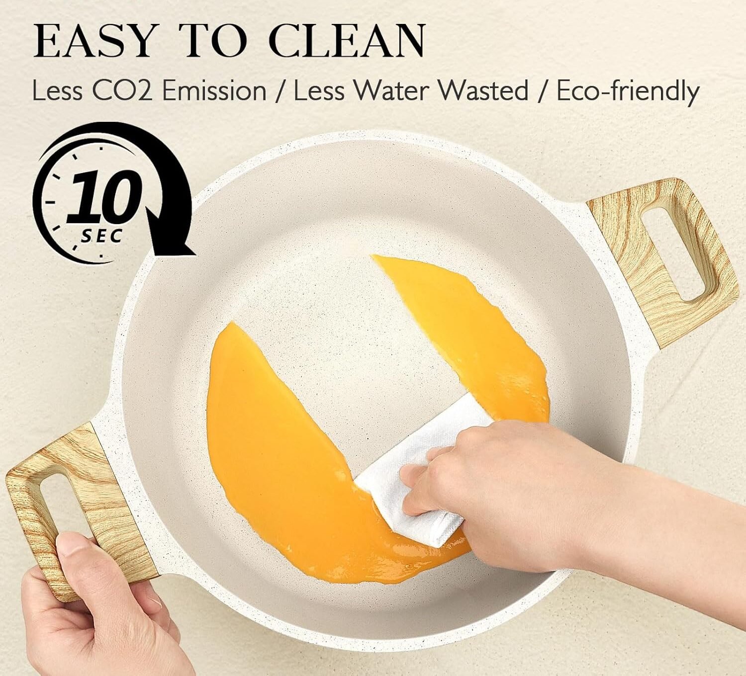 Pots and Pans Set Non Stick - 14 Pcs White Granite Kitchen Cookware Sets - Image 8