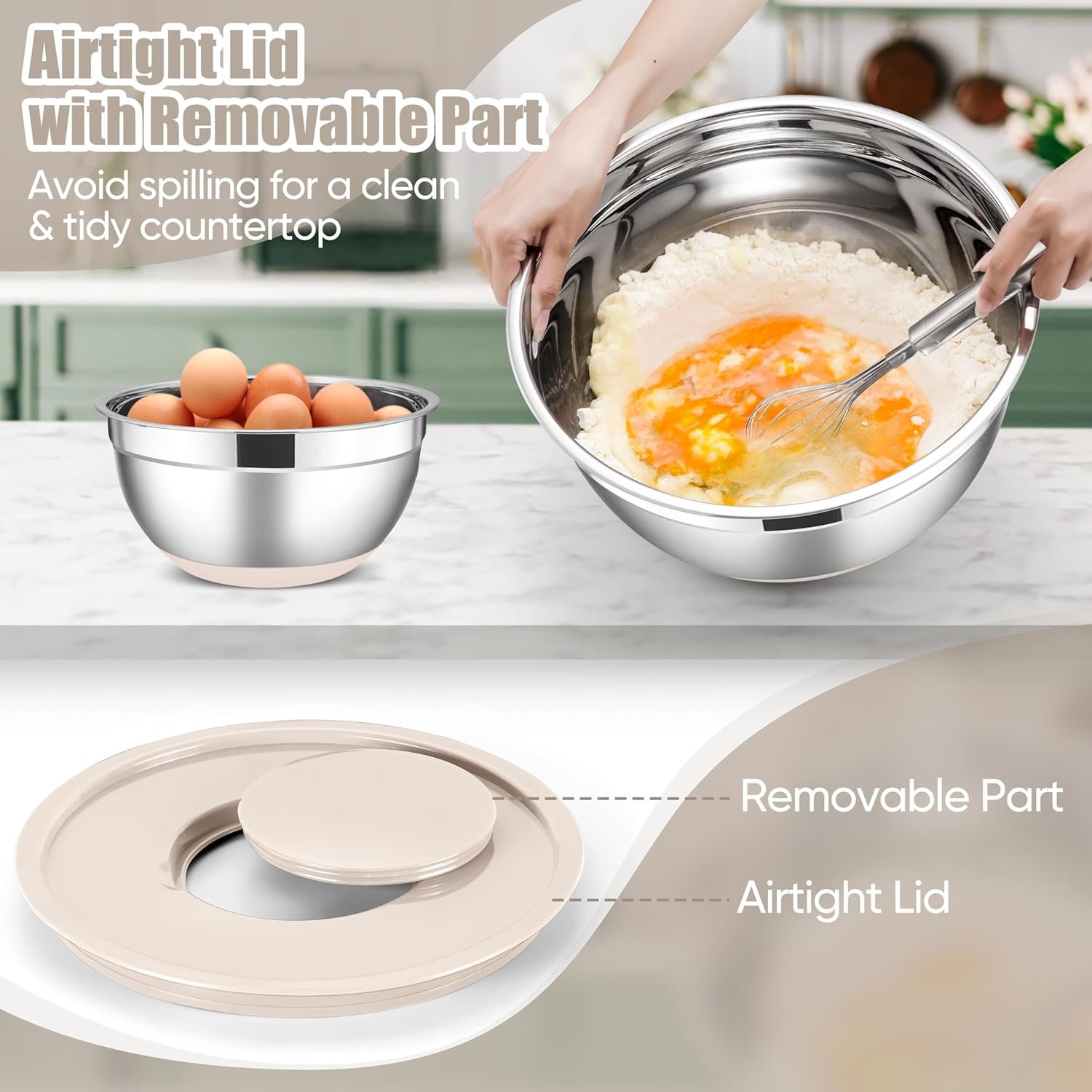 Stainless Steel Mixing Bowls with Lids Set - Image 7