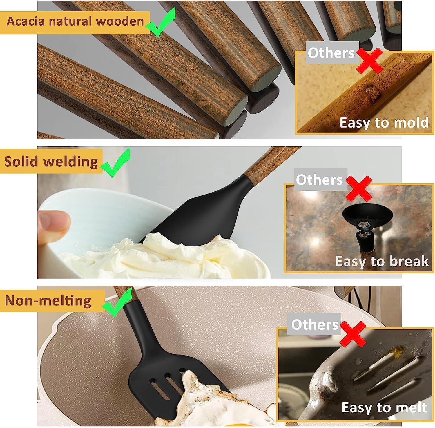 8-Piece Kitchen Utensils Set with Natural Acacia Wooden Handles - Image 8