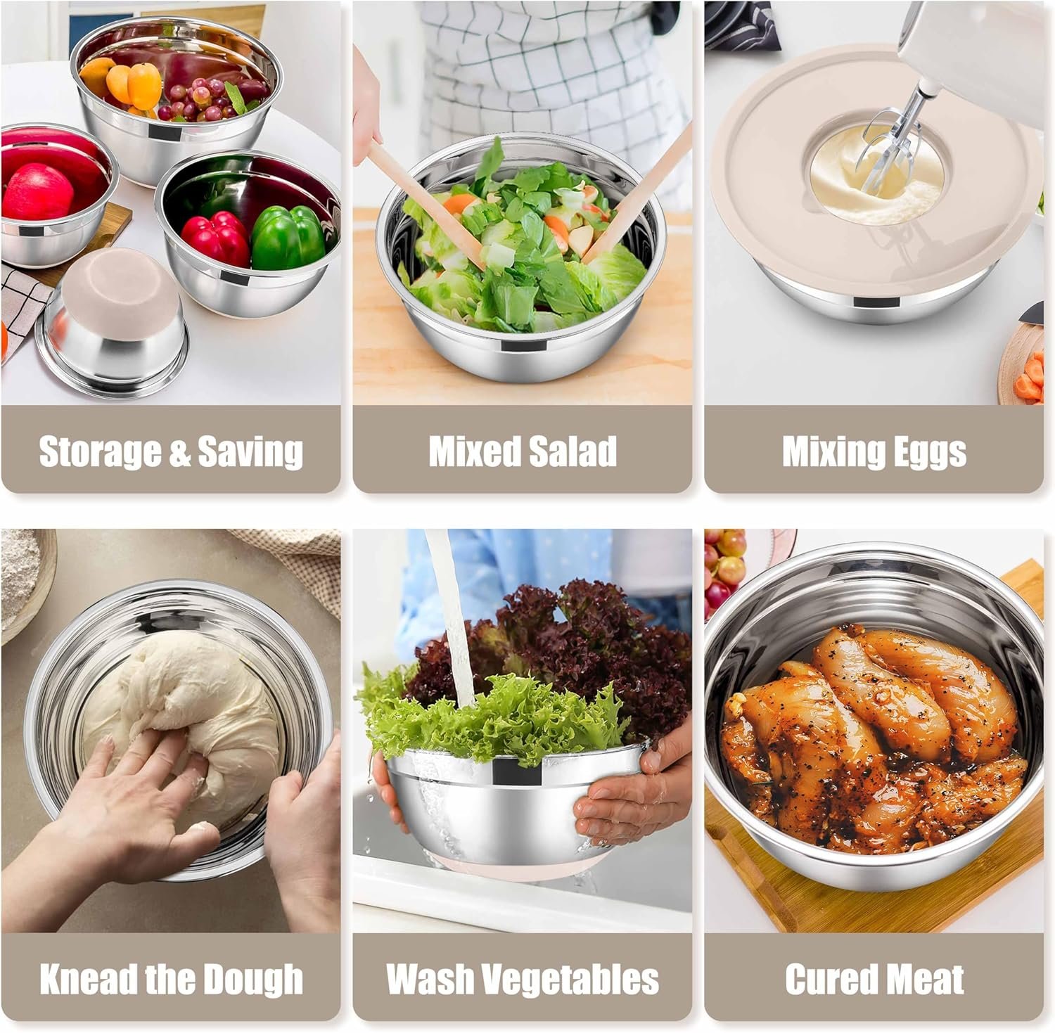 Stainless Steel Mixing Bowls with Lids Set - Image 8