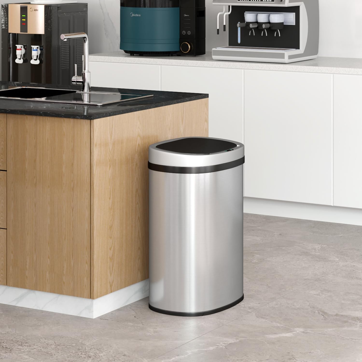 13 Gallon Touchless Stainless Steel Trash Can - Image 2